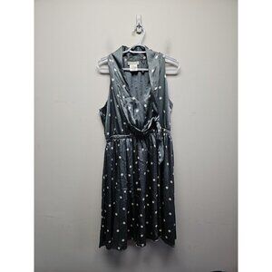 Ryegrass Sleeveless Gray Polka Dot Halter Dress Sz L Marilyn Monroe Style New